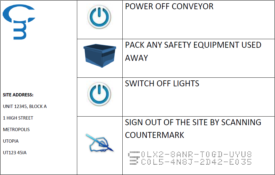 Countermark Sample Site Sign-off