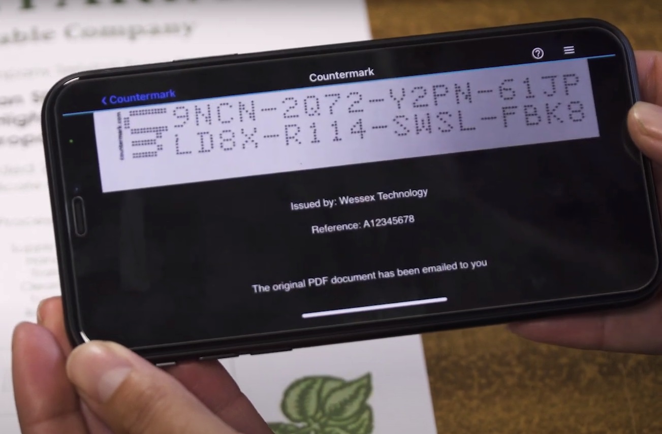 Using the Countermark App to authenticate documents